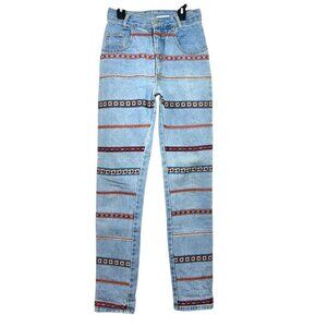 Vintage Nada Nuff for Contempo Casuals High Rise Aztec Ribbon Jeans 5 Pre-Loved